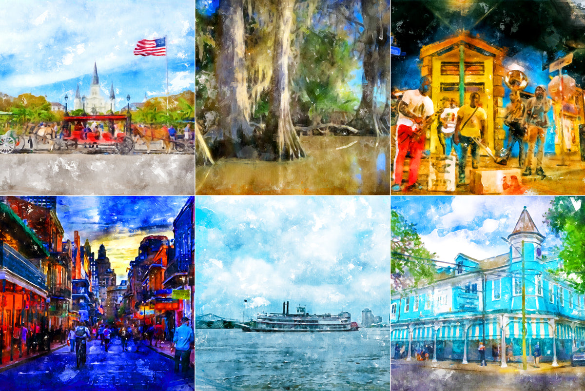New Orleans Art Prints Set of 6 (Image Size 14&quot;x11&quot;)