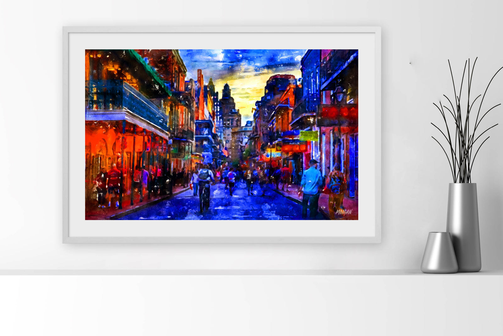 Bourbon Street New Orleans Framed Wall Art - Watercolor Prints