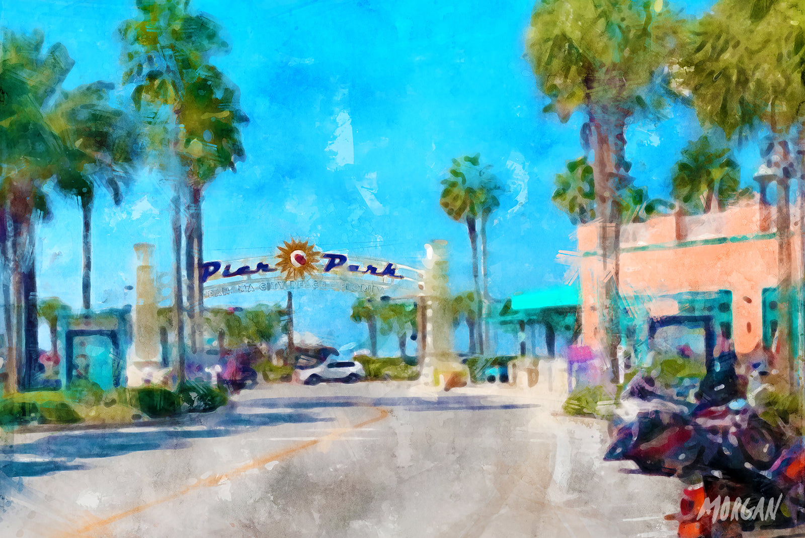 Pier Park, Panama City Fl - Watercolor Art Prints and Canvases