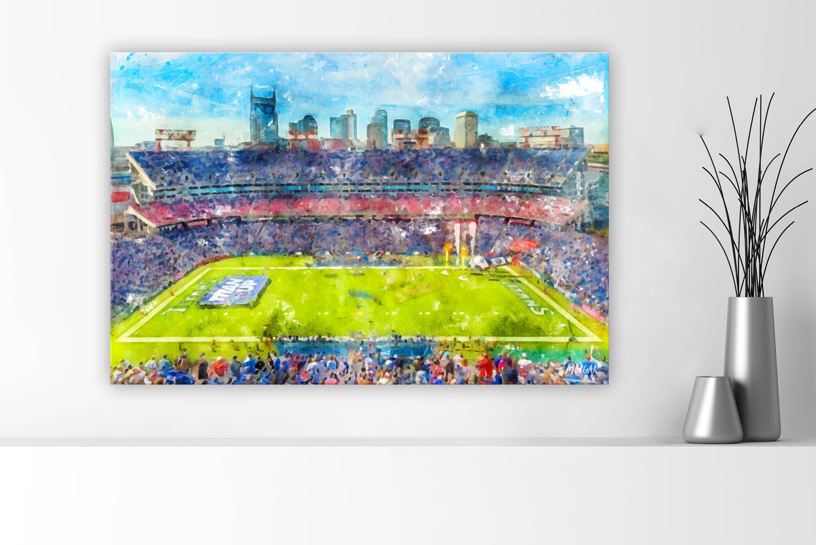 Watercolor Canvases of Game Days in Nashville Tennessee