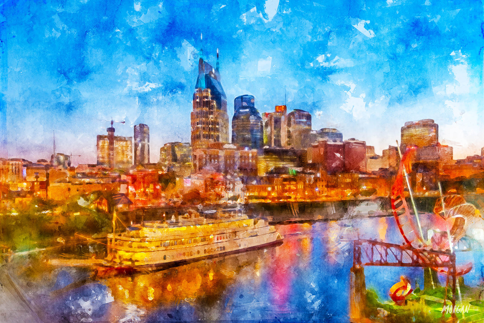 General Jackson downtown Nashville TN Watercolor Paintings