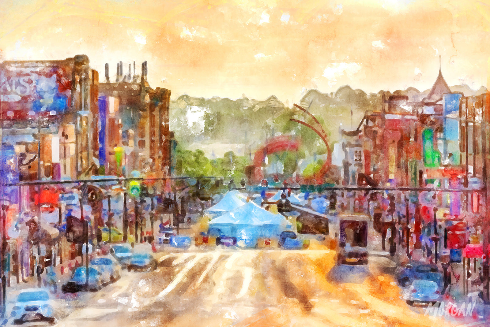 Honky Tonk Highway - Nashville Tennessee Watercolor Wall Art