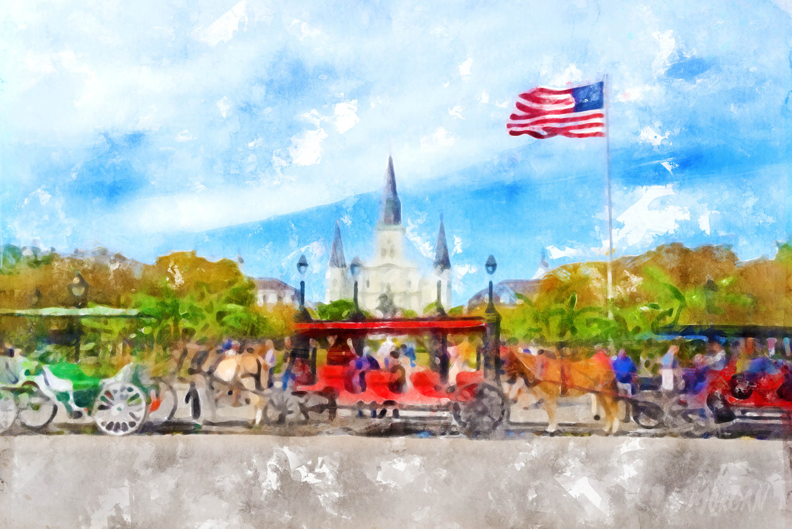 Jackson Square New Orlean LA - Watercolor Painting