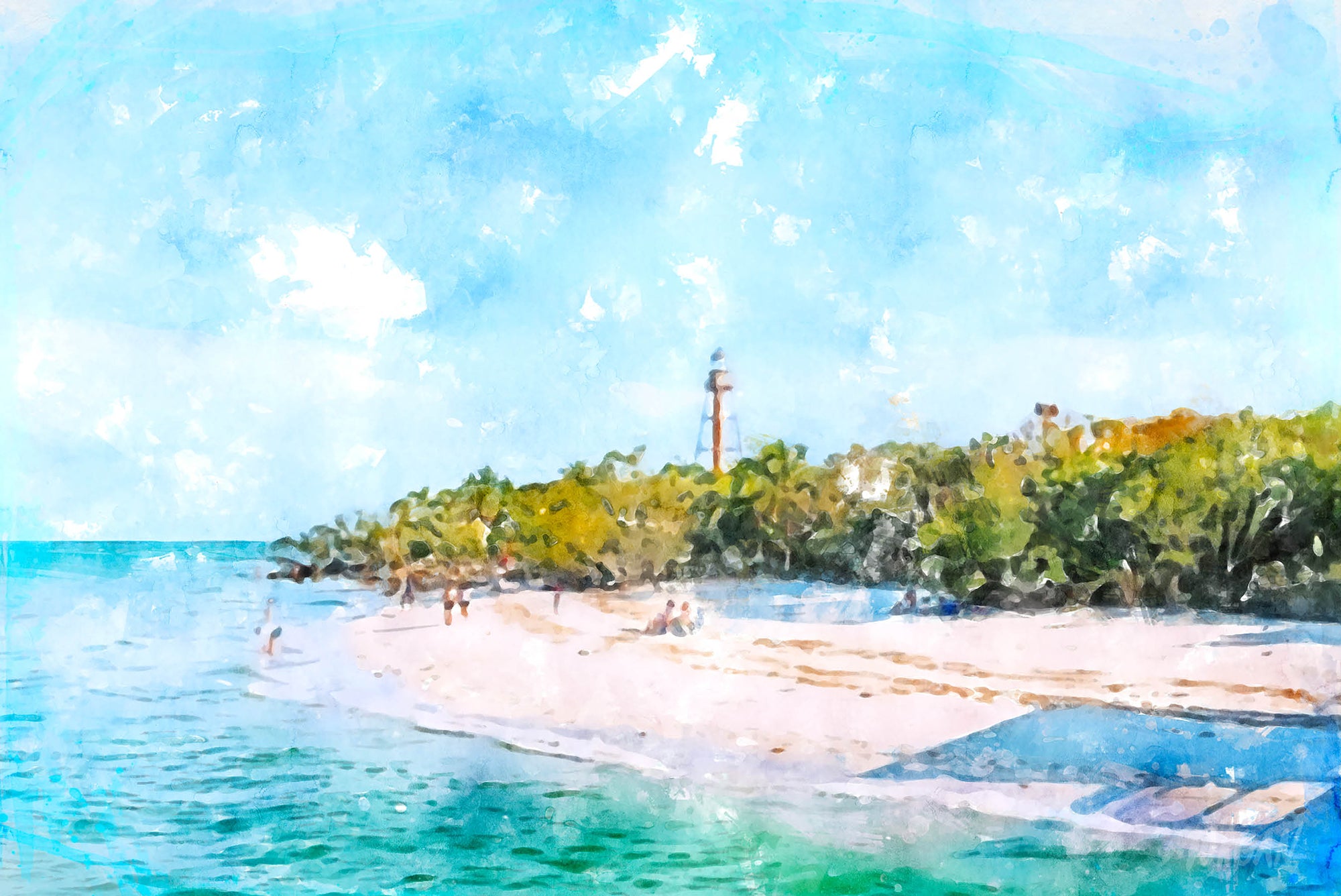 Giclee Watercolor Sanibel Lighthouse Florida Wall Art