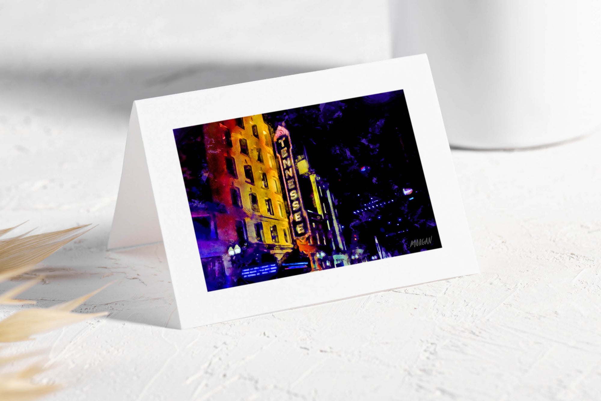 Tennessee Sign at night on Gay Street Downtown Knoxville Greeting Card