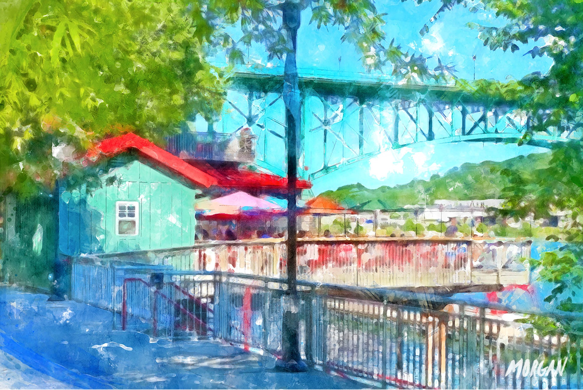 Knoxville Watercolor Art Downtown Along the River
