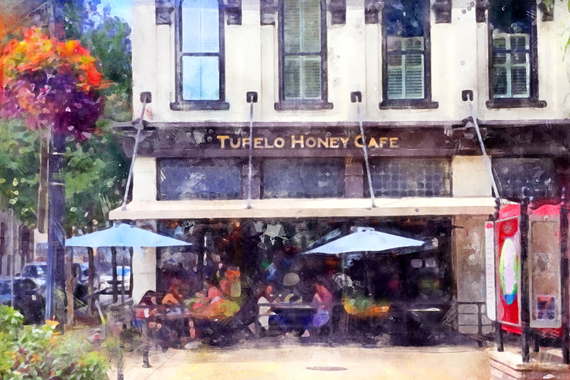 Tupelo Honey Cafe Downtown Knoxville Watercolor Painting