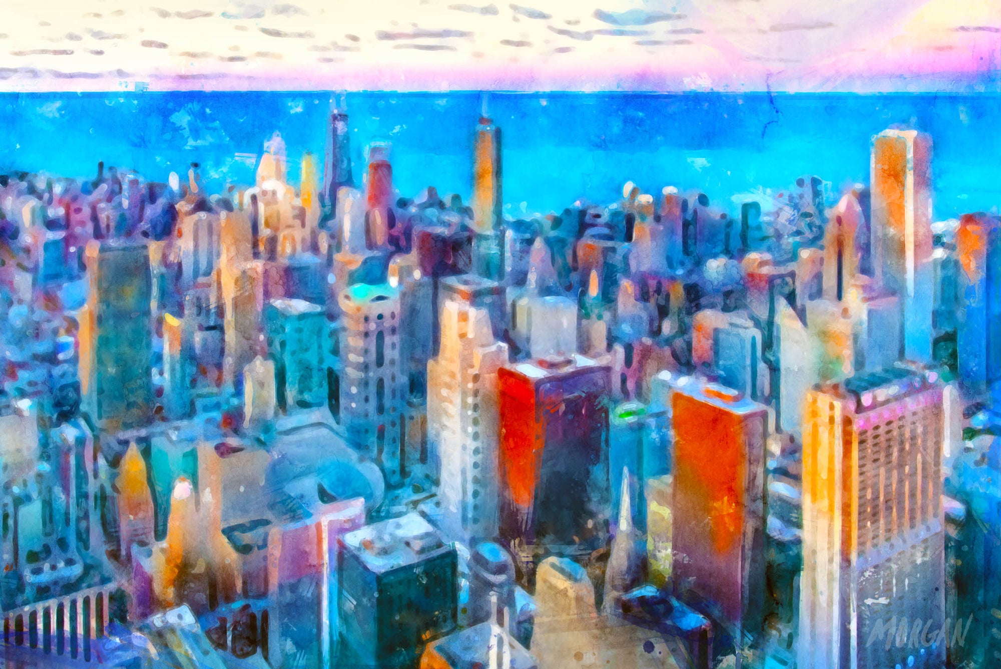 The Windy City - Chicago Skyline Watercolor Paintings