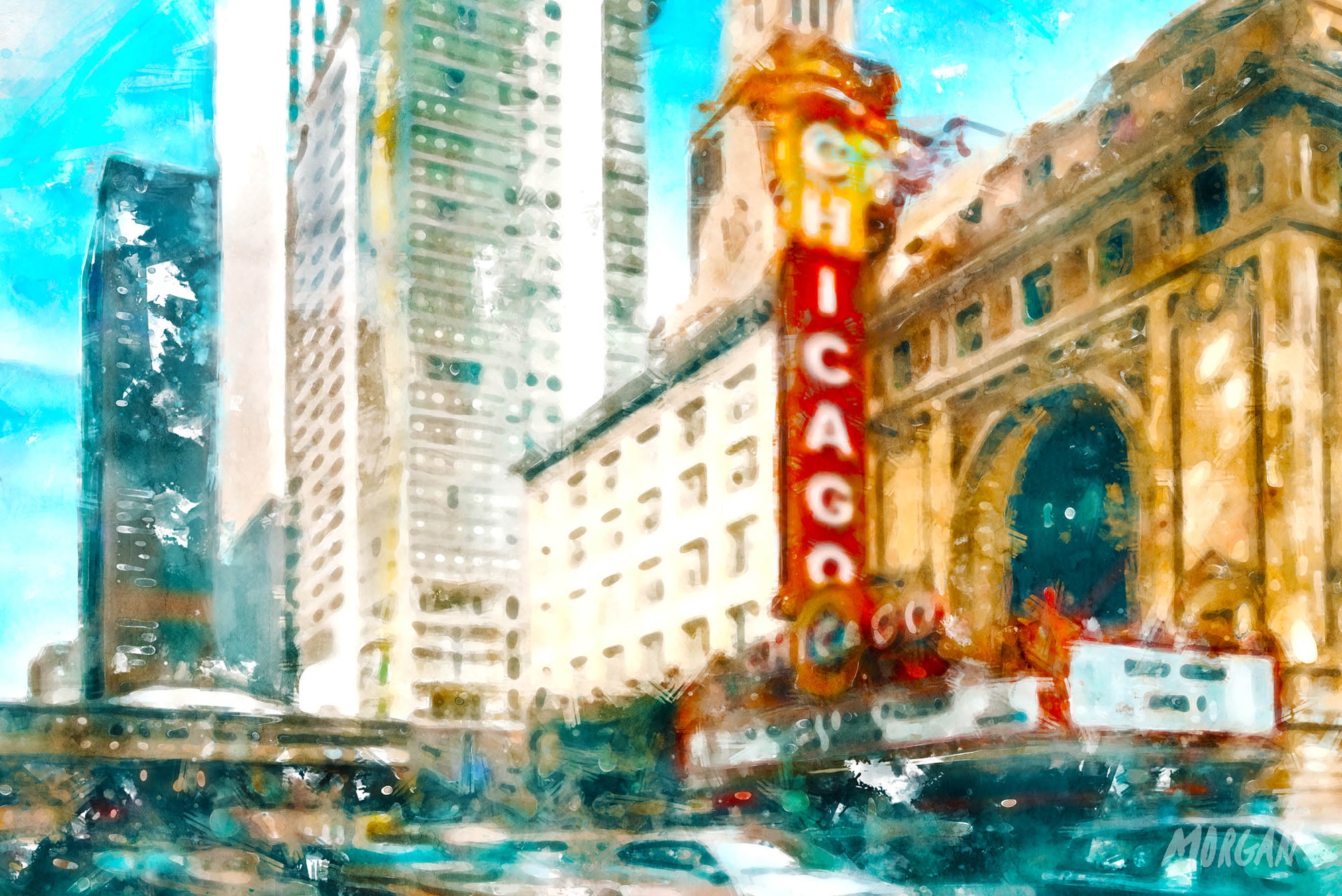 State Street Chicago IL Watercolor Paintings