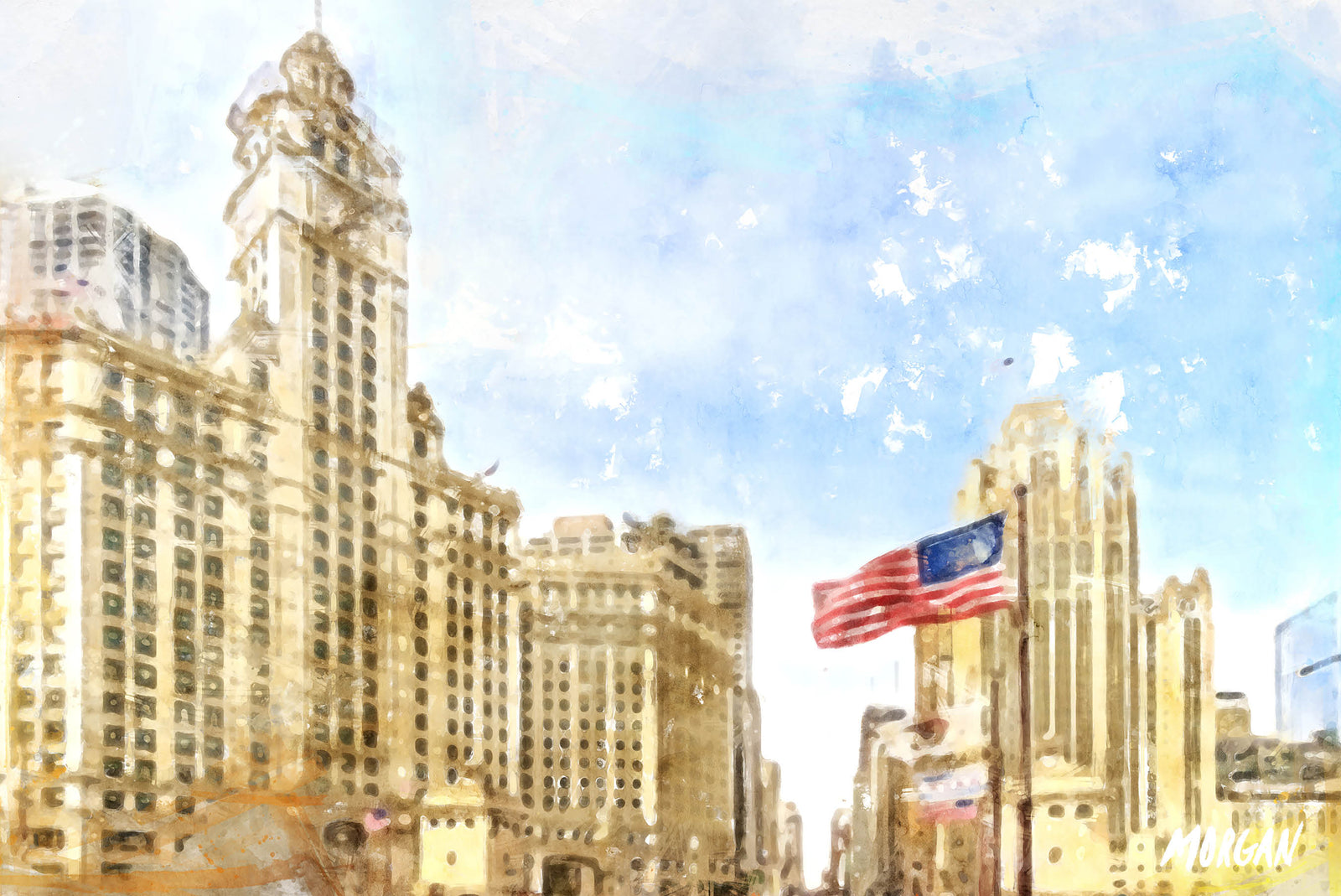 Magnificent Mile - Chicago's Iconic Street - Watercolor Paintings