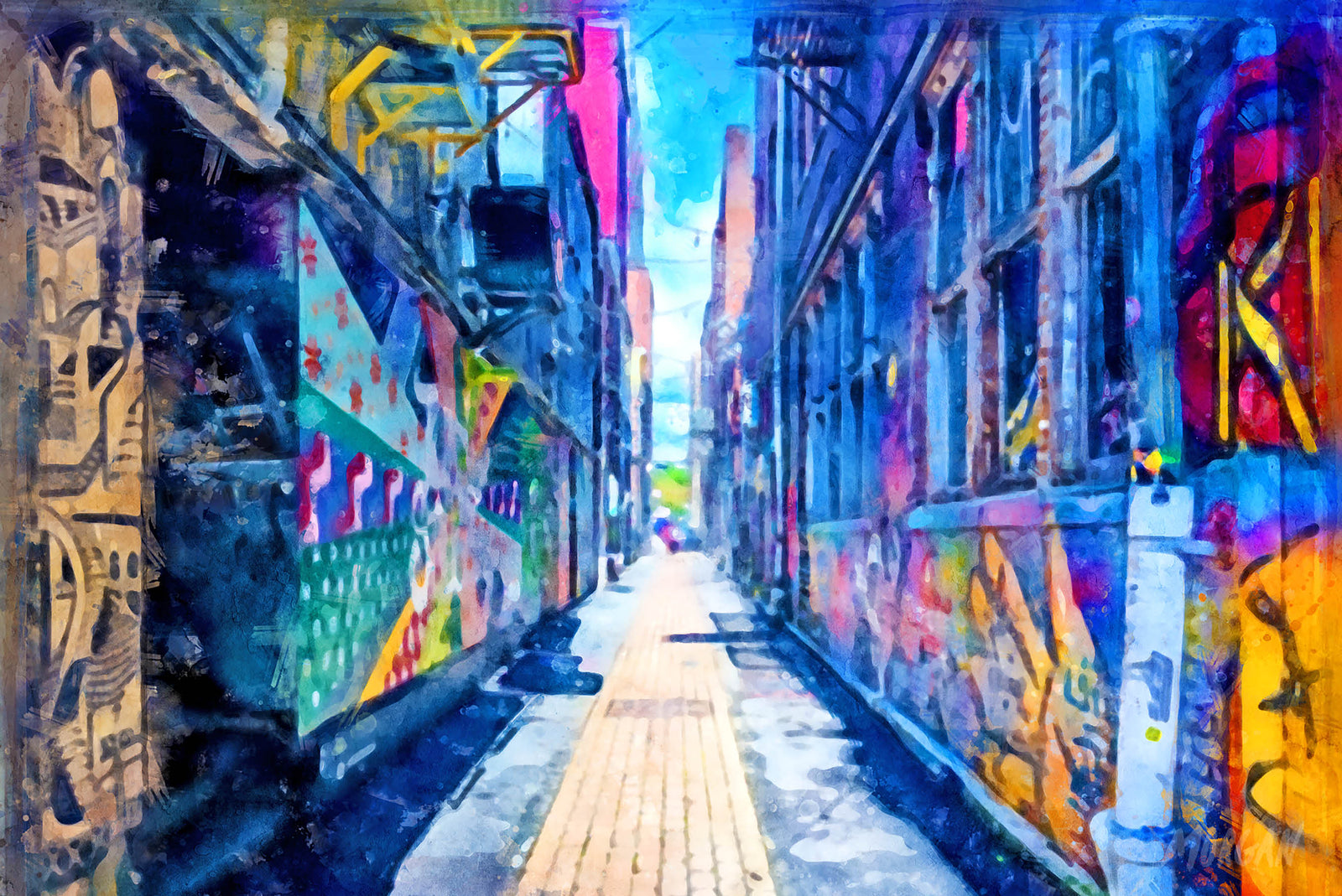 Strong Alley Downtown Knoxville Watercolor Painting