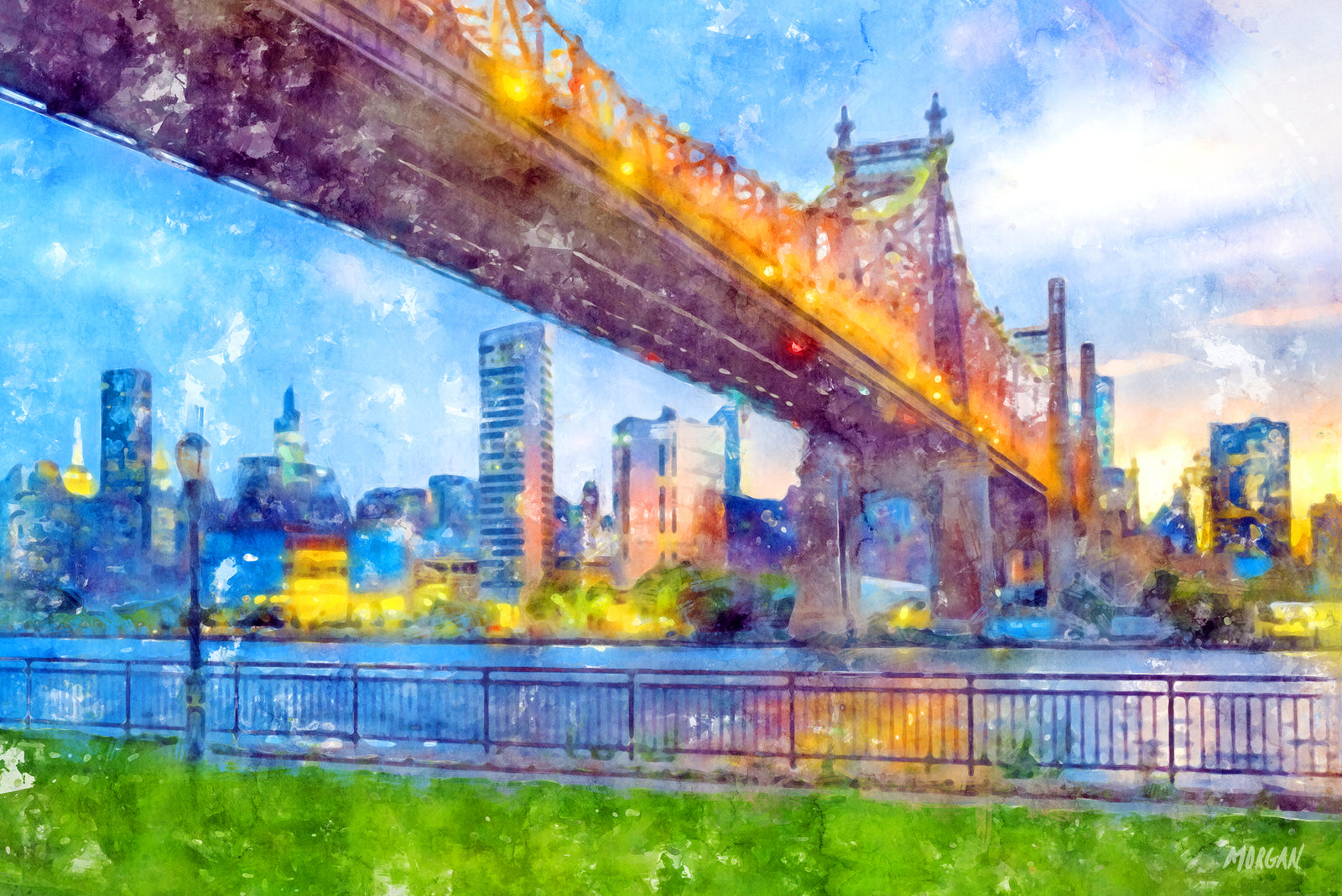 Brooklyn Bridge in NYC Evening Art 