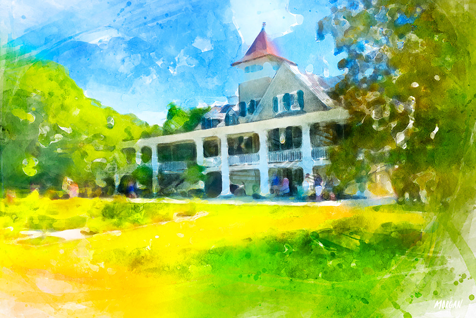 Giclee Watercolor Magnolia Plantation Charleston SC Painting