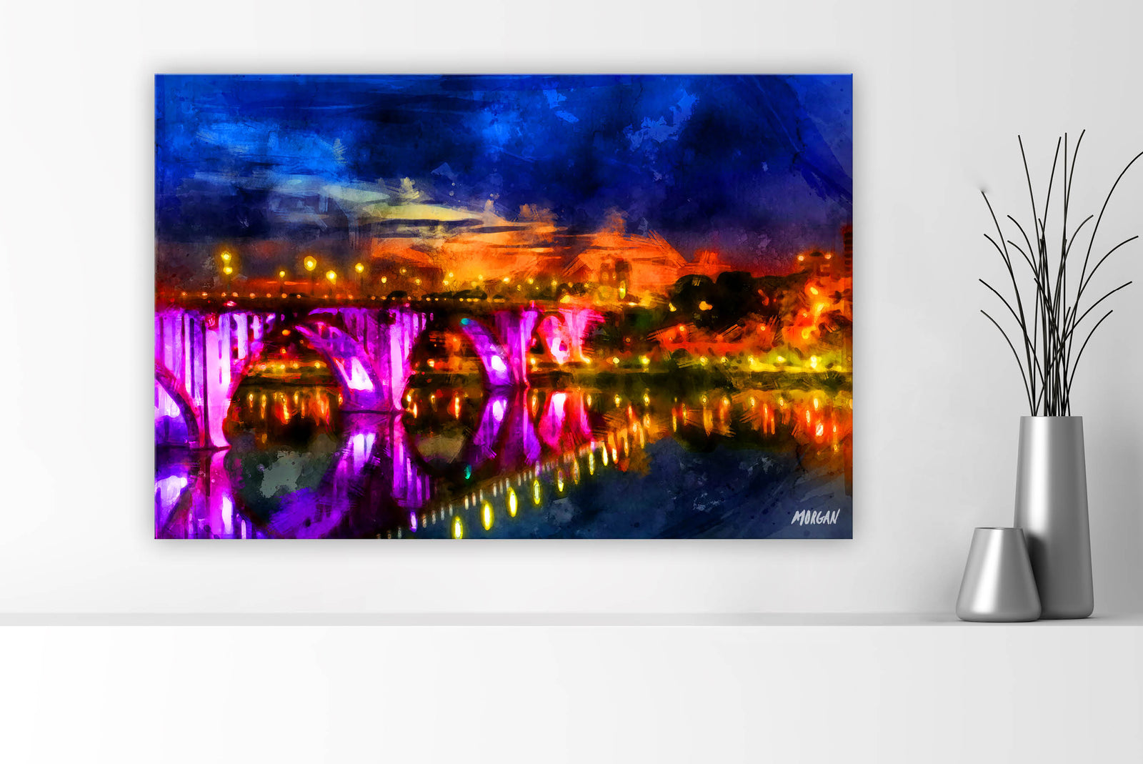 Henley Street Bridge at night Knoxville TN Canvas
