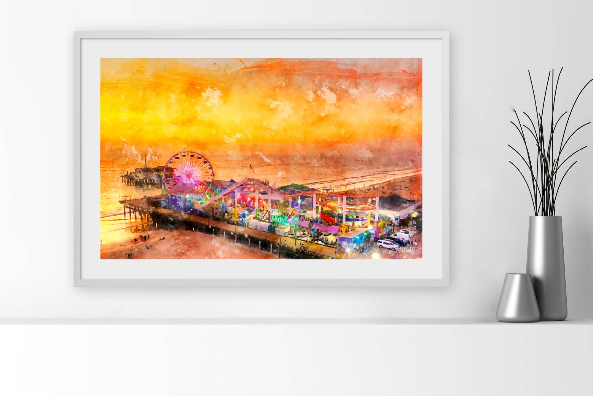 Santa Monica Pier Framed Art Prints - Los Angeles Framed Art Prints