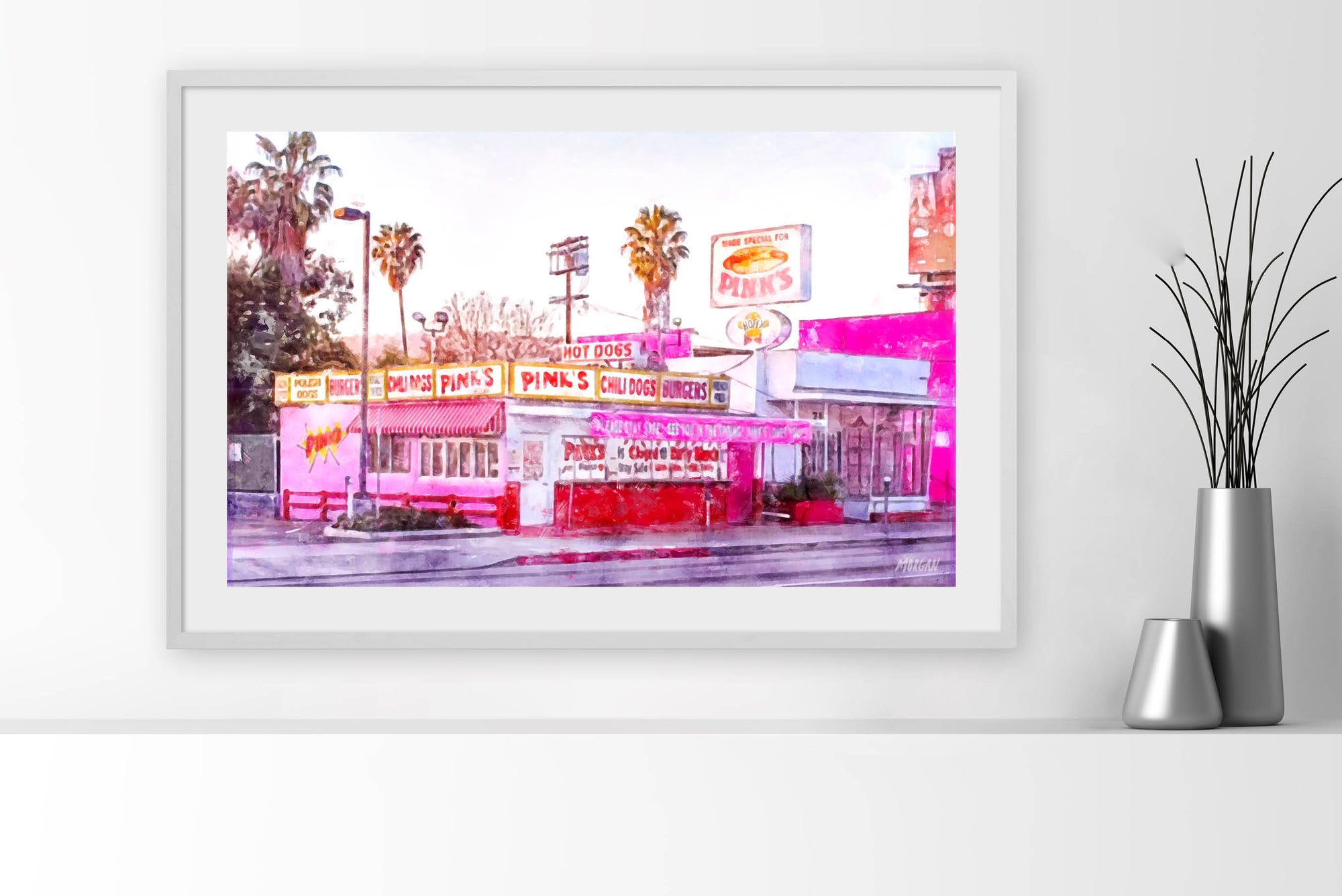 Pink's Hot Dogs in LA Framed Art Prints