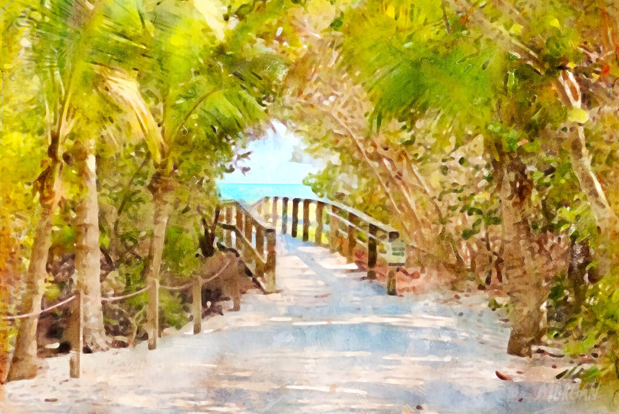 Tunnel to the Sea - Sanibel Island Florida Watercolor Painting