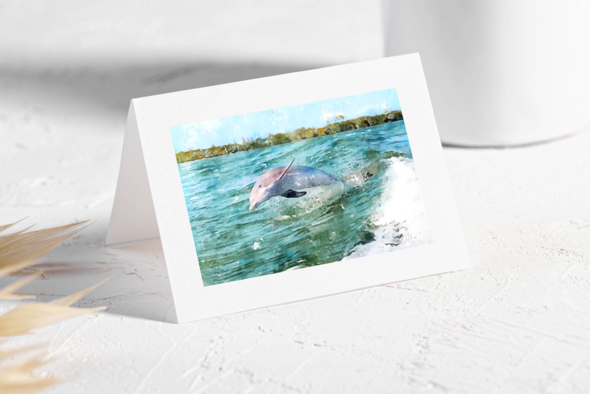 Dolphin off the cost of FL Greeting Card