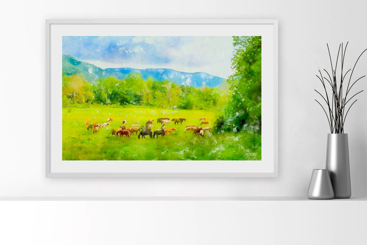 Horses at Cades Cove Art Print Product