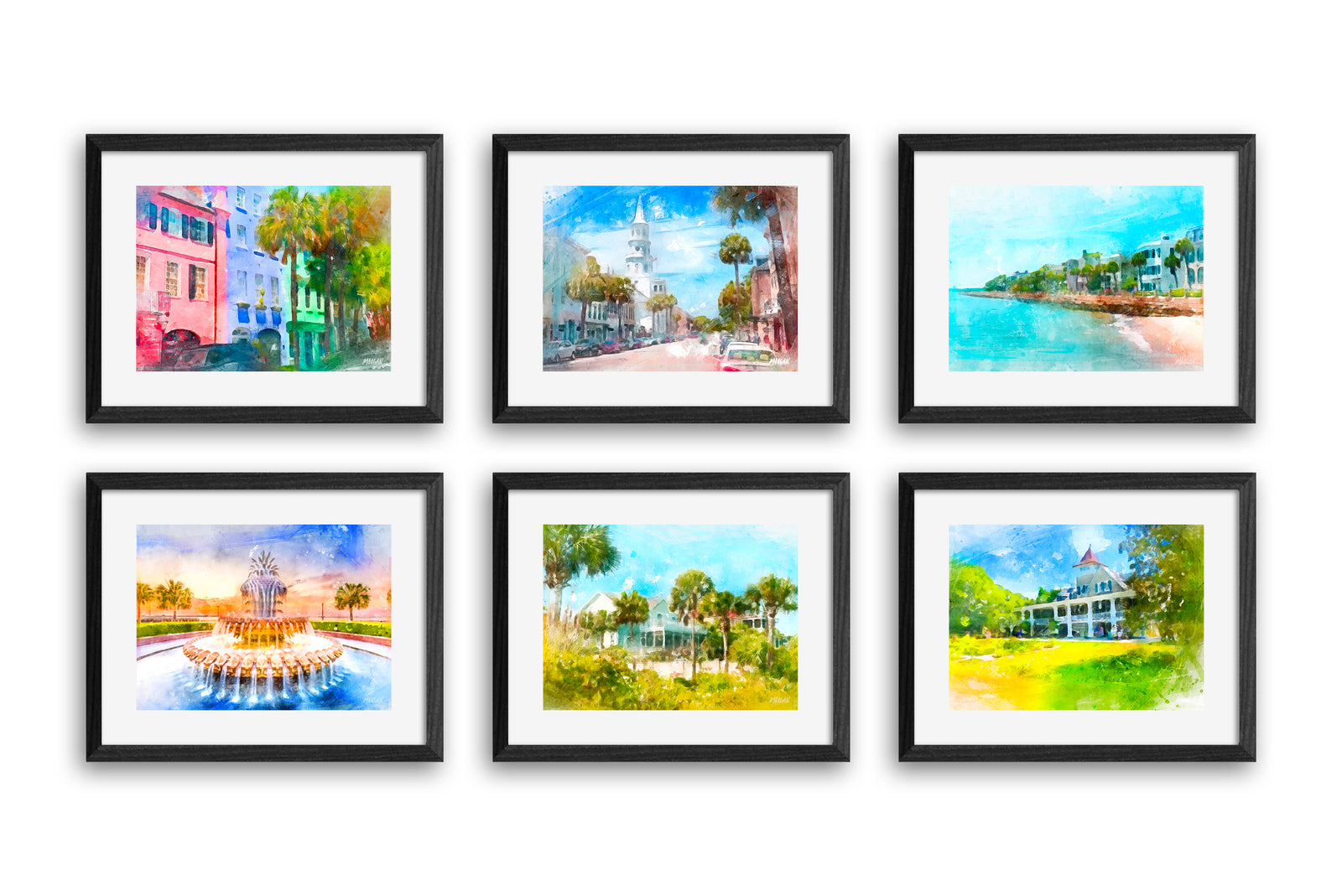 Black Framed Charleston Wall Art Set