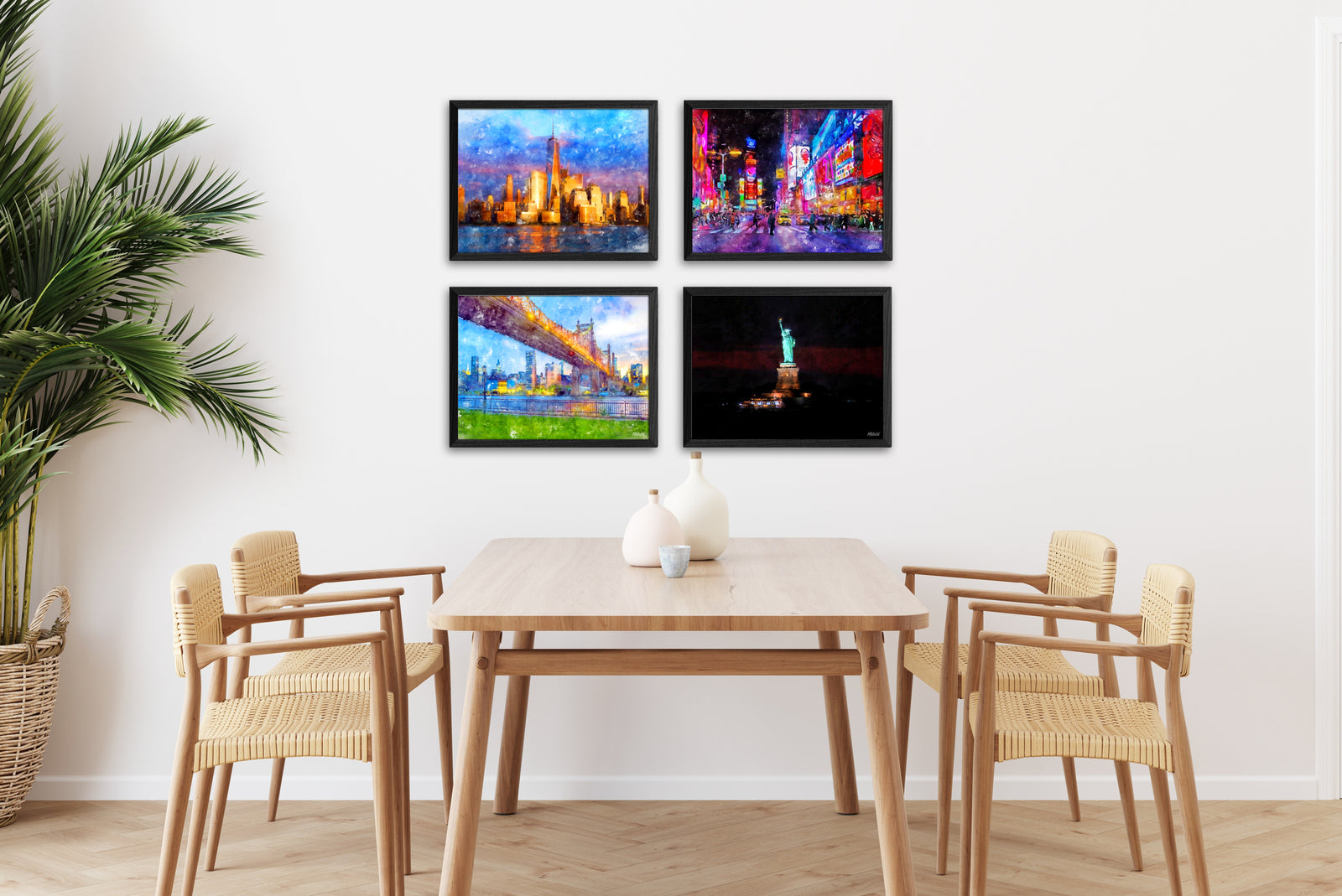 NYC Canvas Set in Room Black Frames