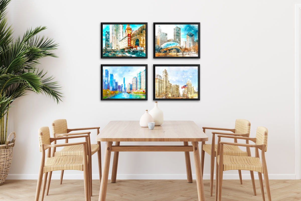 Chicago Canvases Set of 4 (Image Size 16&quot;x12&quot;)