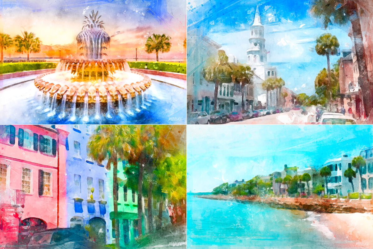 Charleston Art Prints Set of 4 (Image Size 5&quot;x7&quot;)