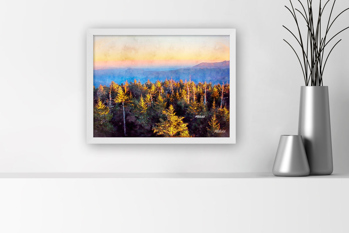 From Clingmans Dome – Smoky Mountains small canvas art print with white frame.