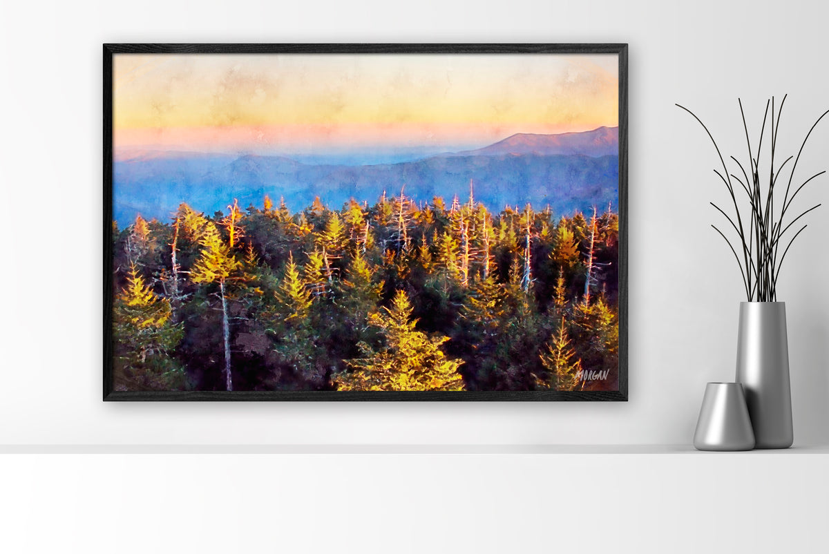 From Clingmans Dome – Smoky Mountains large canvas art print with black frame.