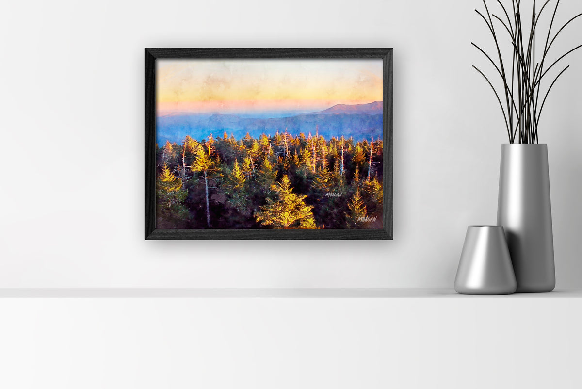 From Clingmans Dome – Smoky Mountains small canvas art print with black frame.