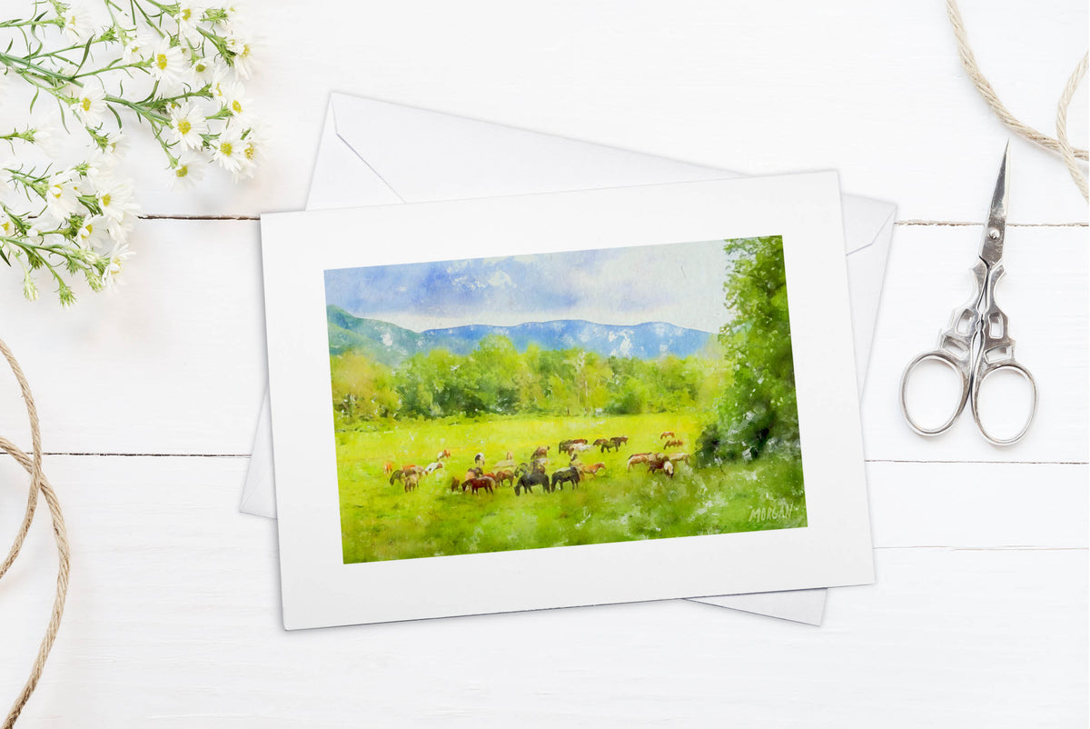 Horses at Cades Cove - Great Smoky Mountains Art Cards