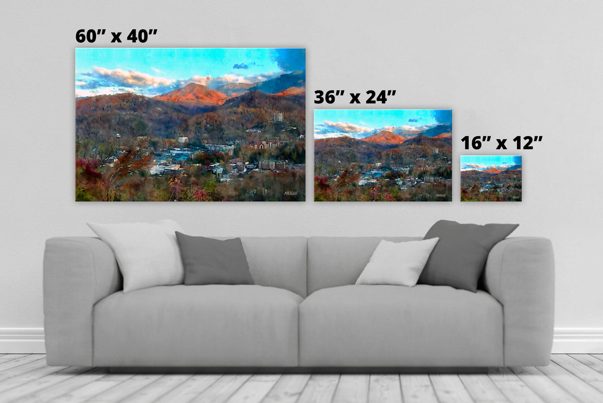 Last Rays – Smoky Mountains canvas art print size options.