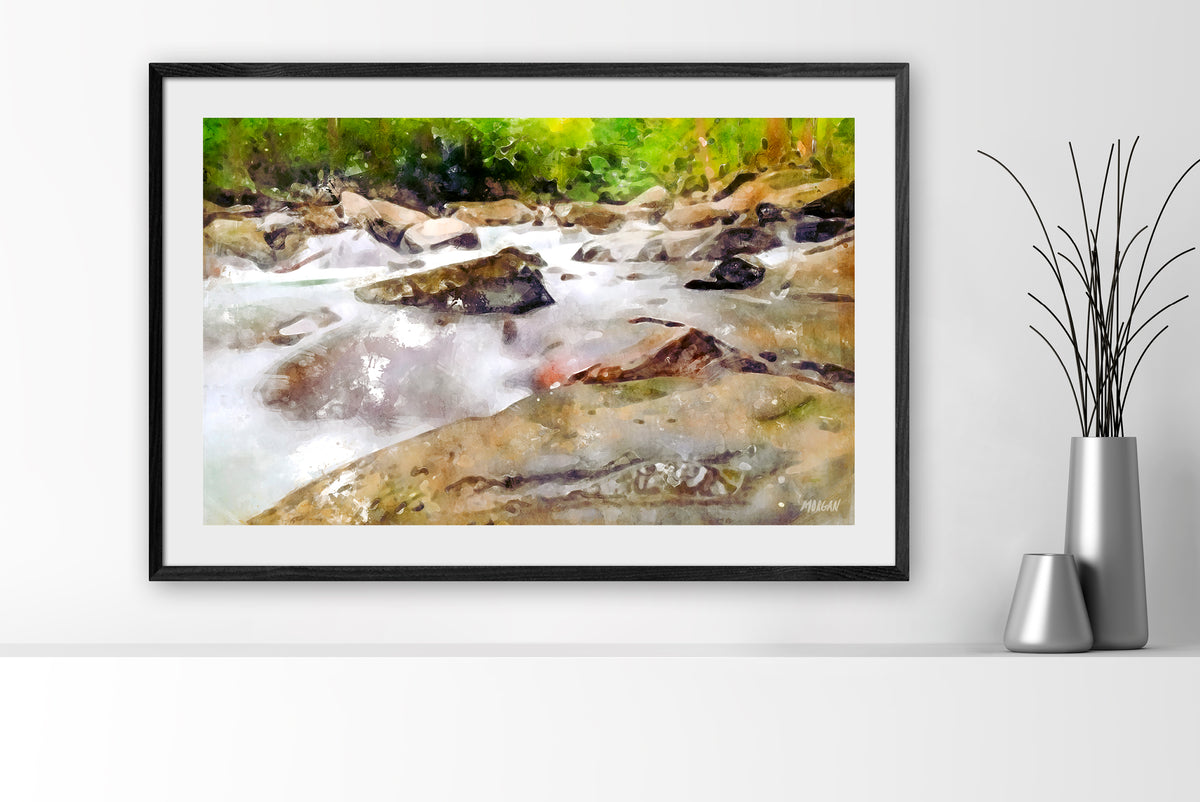 Large framed art print of a Mountain Stream in the Smokies