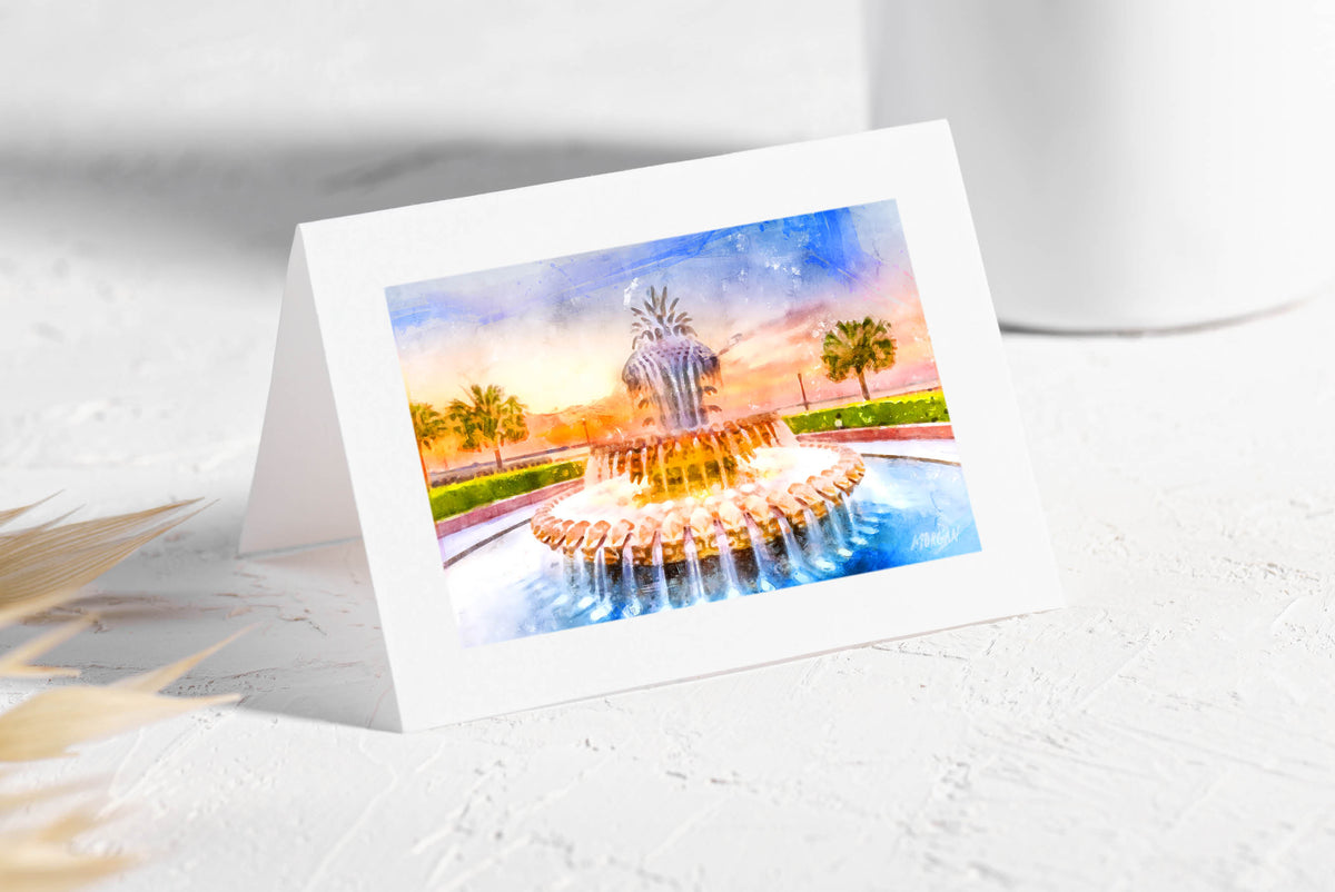 Pineapple Fountain - Charleston Art Card