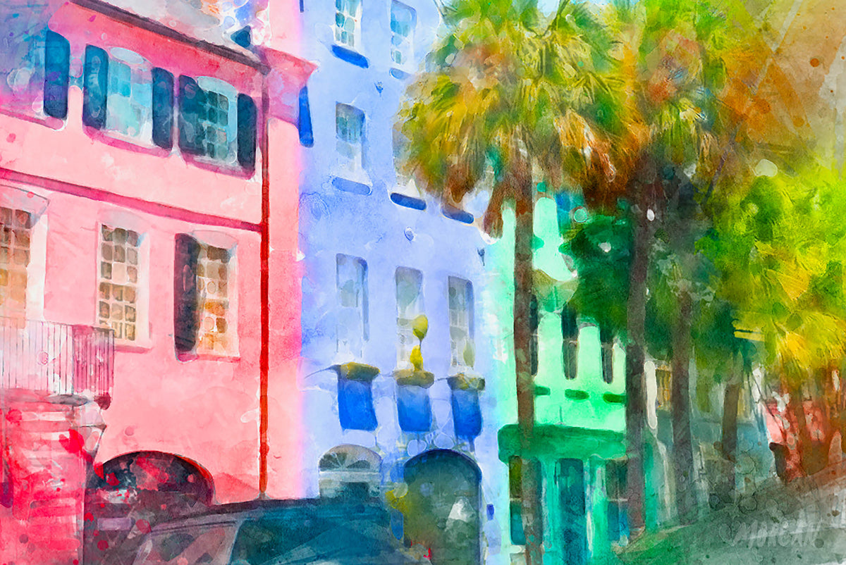 Rainbow Row - Charleston Art Card