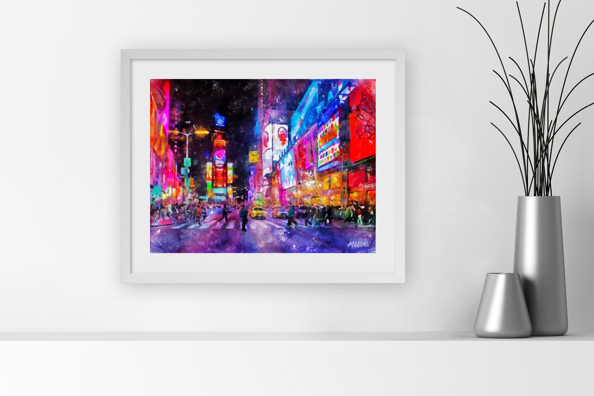 Times Square -NYC 20&quot;x16&quot; White Frame