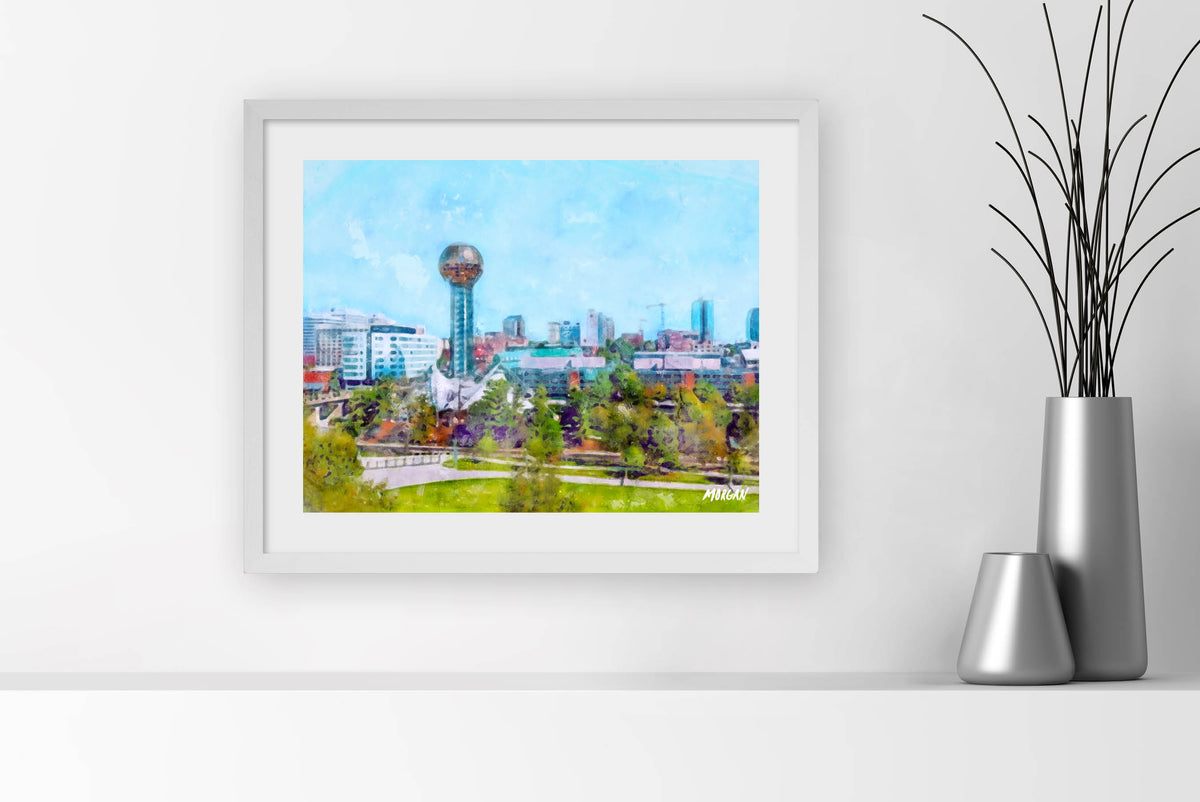 20 x 16 Knoxville Skyline White Framed Art Prints