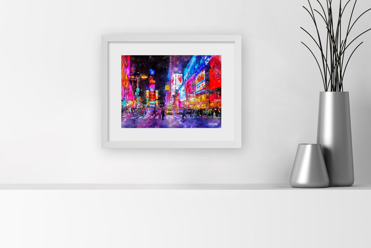 Times Square -NYC 14&quot;x11&quot; White Frame