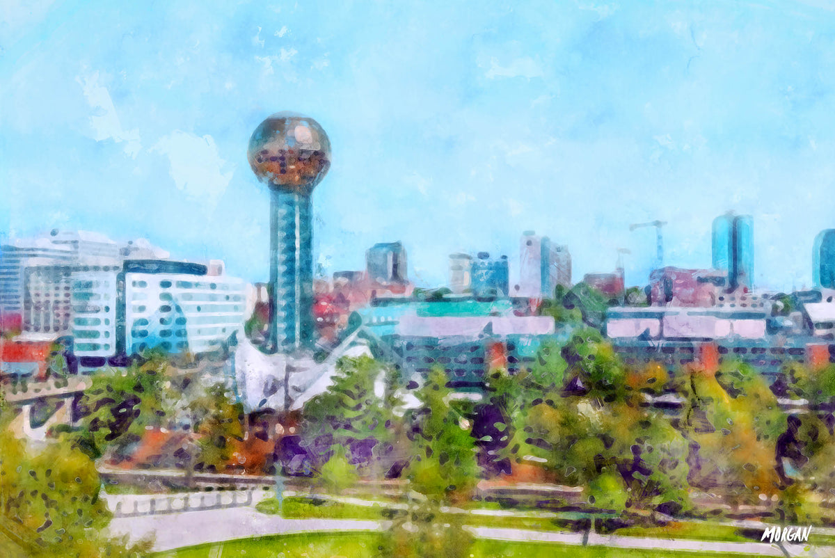 Knoxville Skyline - Knoxville Water Color Art Prints