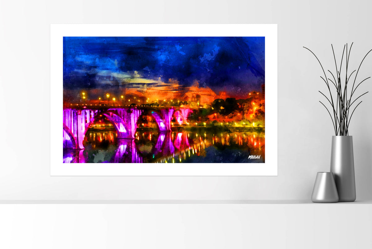 36 x 24 The Henley Street Bridge at Night Unframed Art Prints