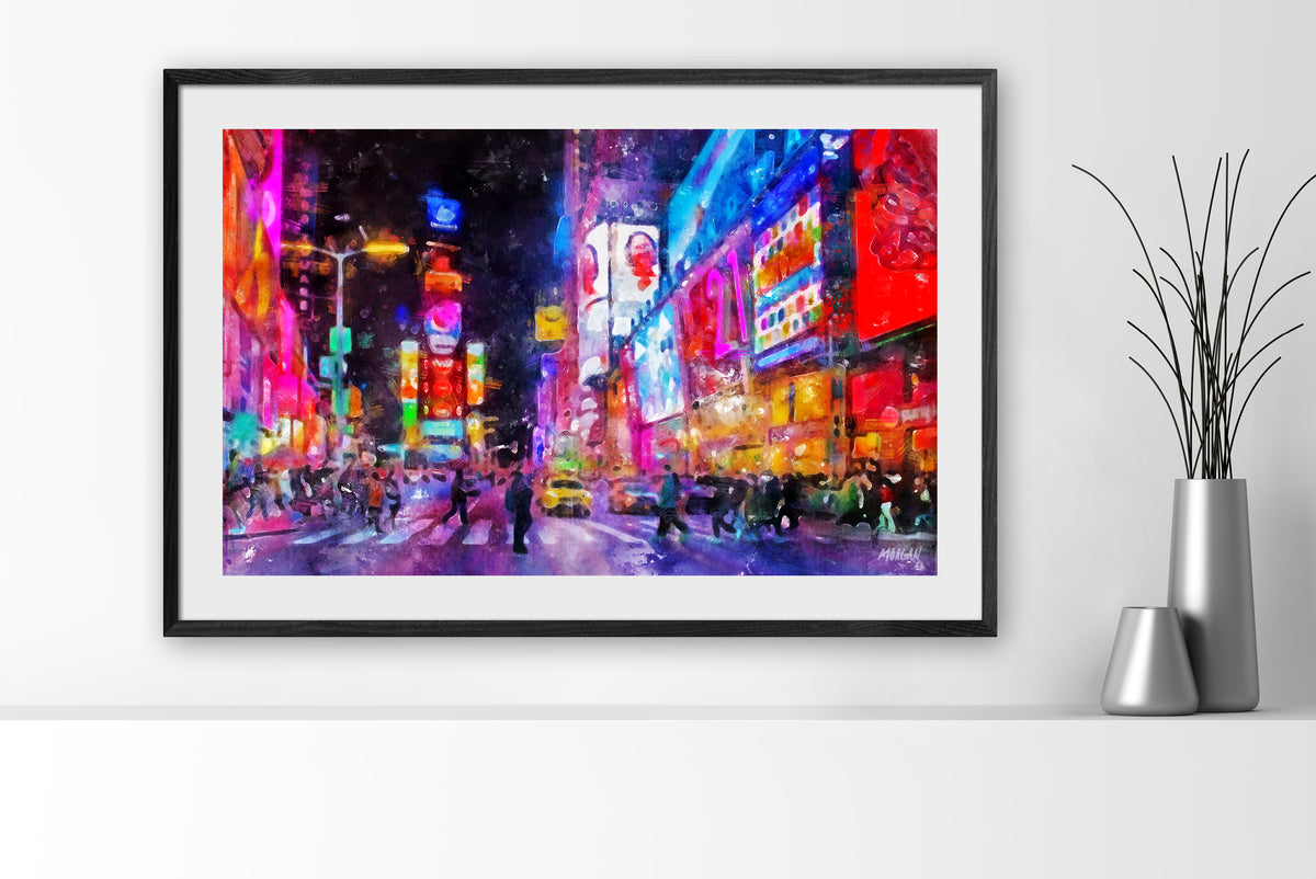 Times Square -NYC 36&quot;x24&quot; Black Square