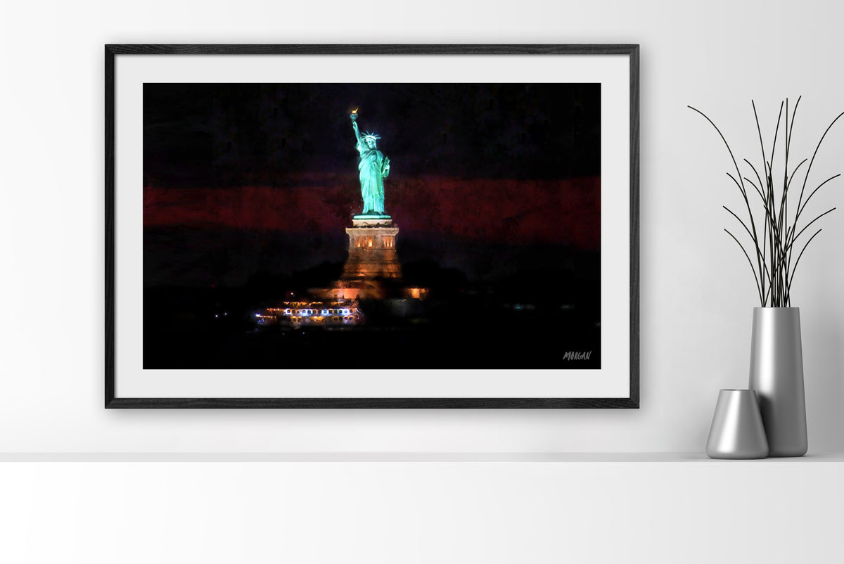 Statue of Liberty 36&quot;x24&quot; Art Print Black Frame