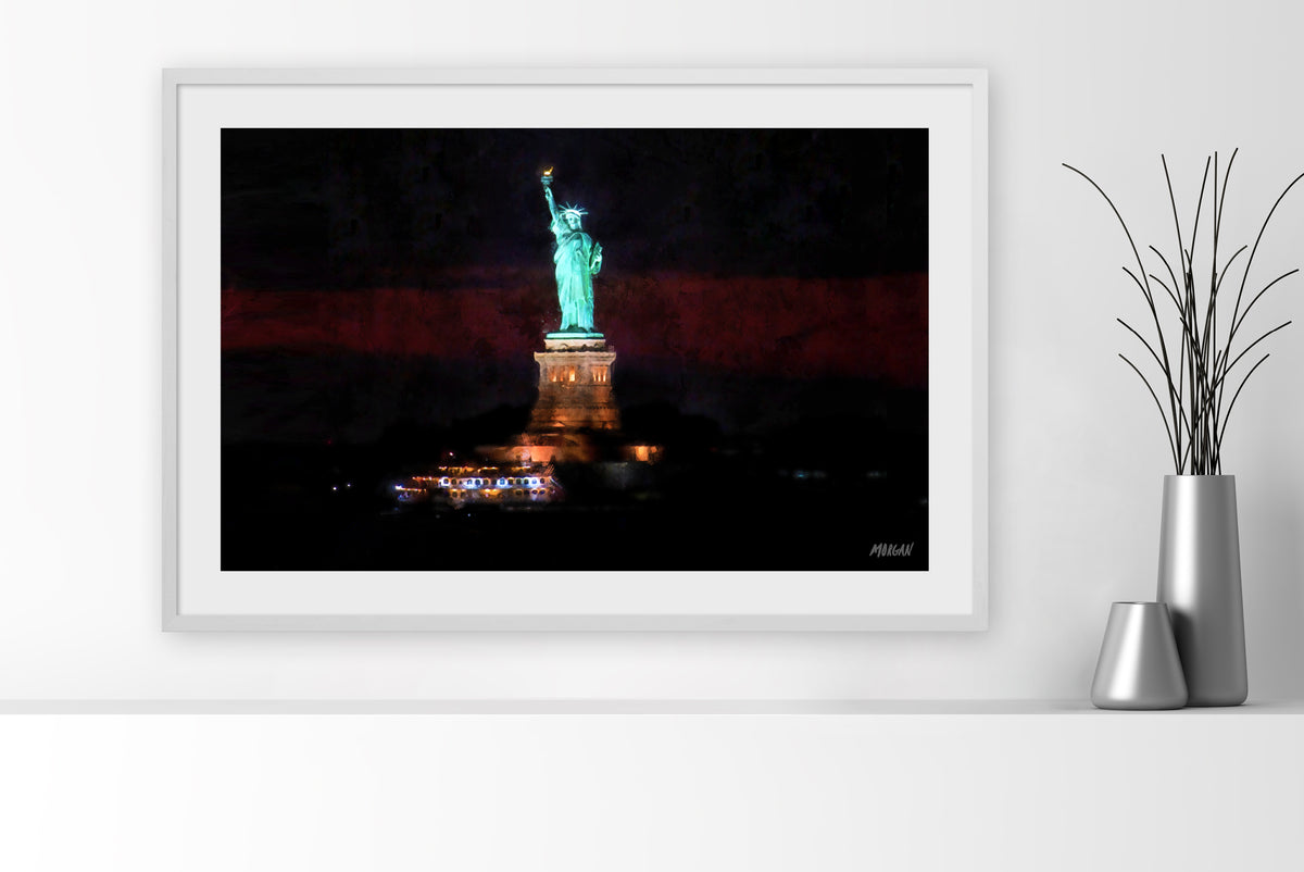 Statue of Liberty 36&quot;x24&quot; Art Print White Frame