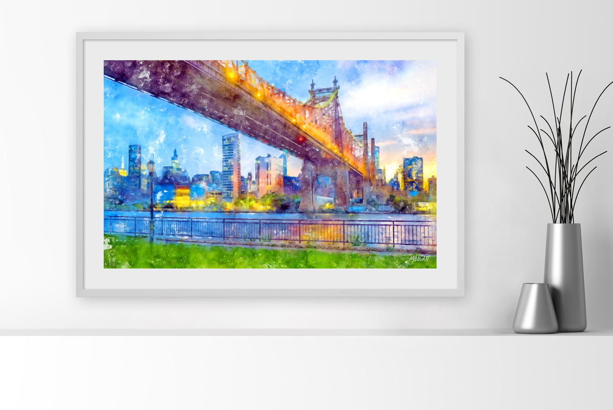 Brooklyn Bridge 36&quot;x24&quot; Art Print White Frame