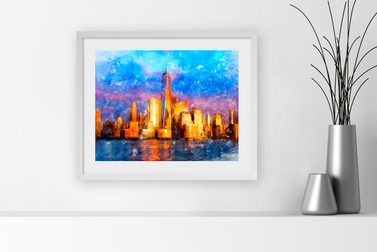 NYC Skyline 20&quot;x16&quot; White Frame