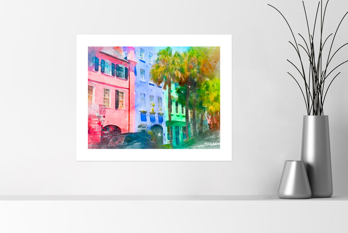 Rainbow Row - Charleston Art Print 20&quot;x16&quot;