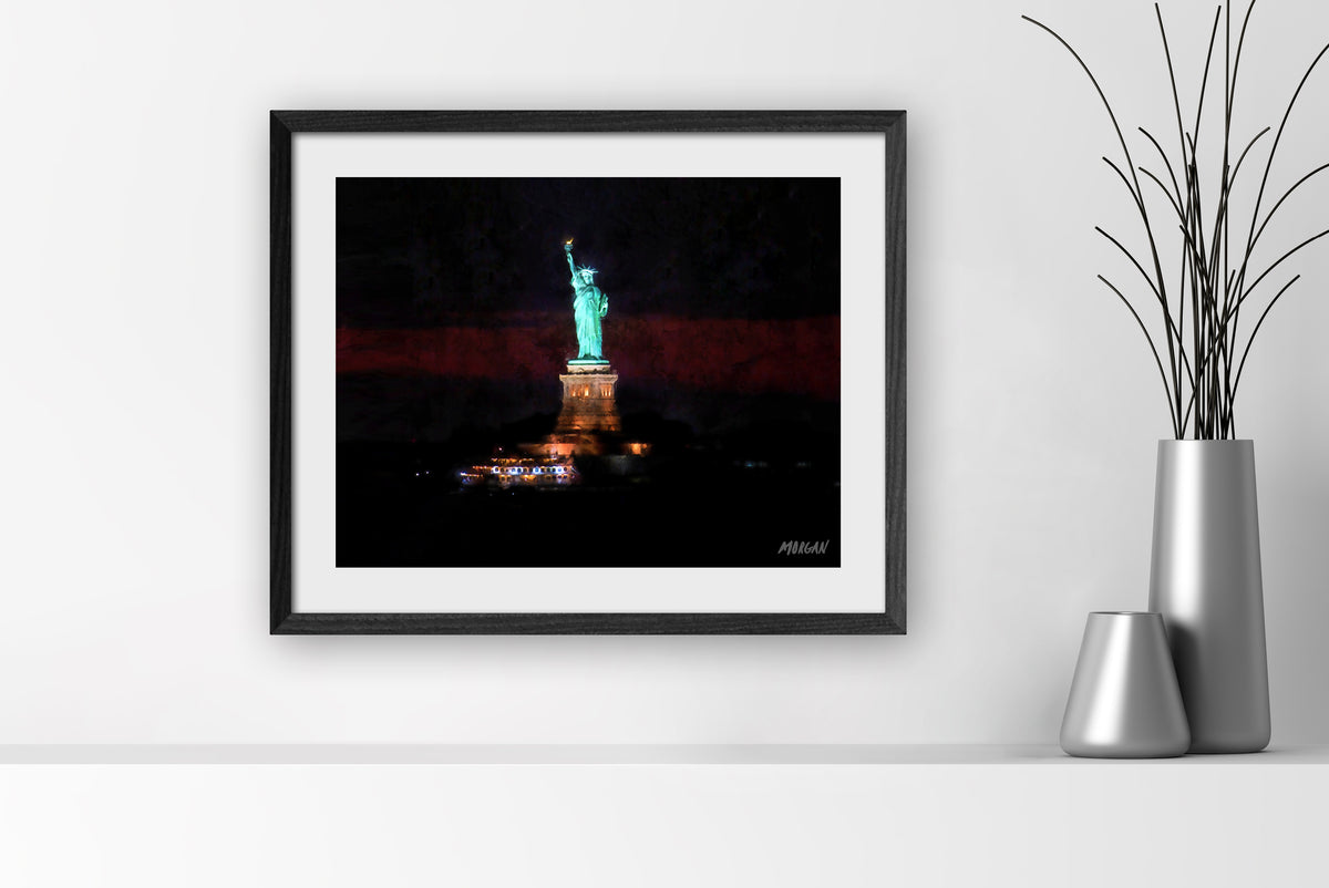 Statue of Liberty 20&quot;x16&quot; Art Print Black Frame