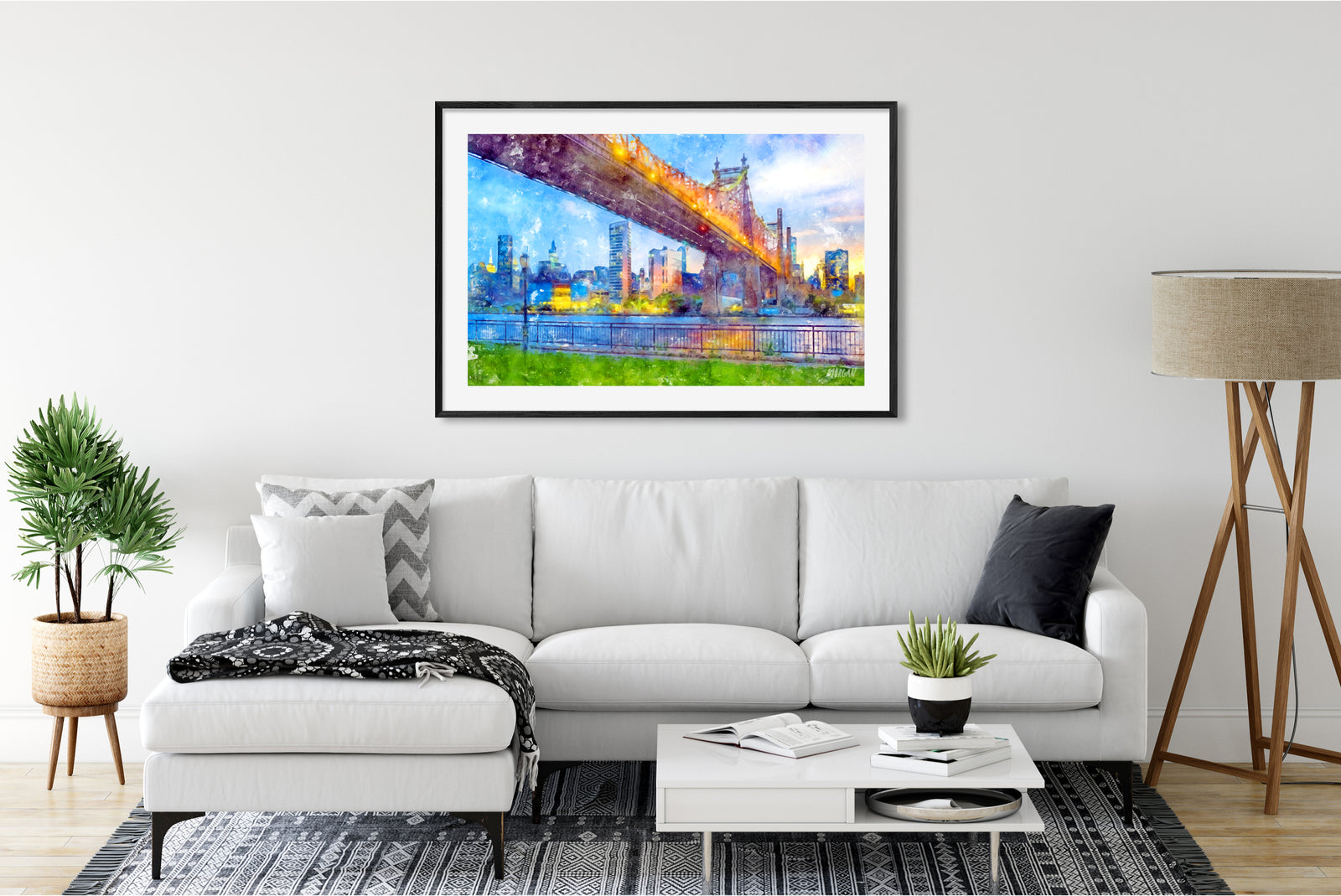 Brooklyn Bridge 36"x24" Art Print in Room 