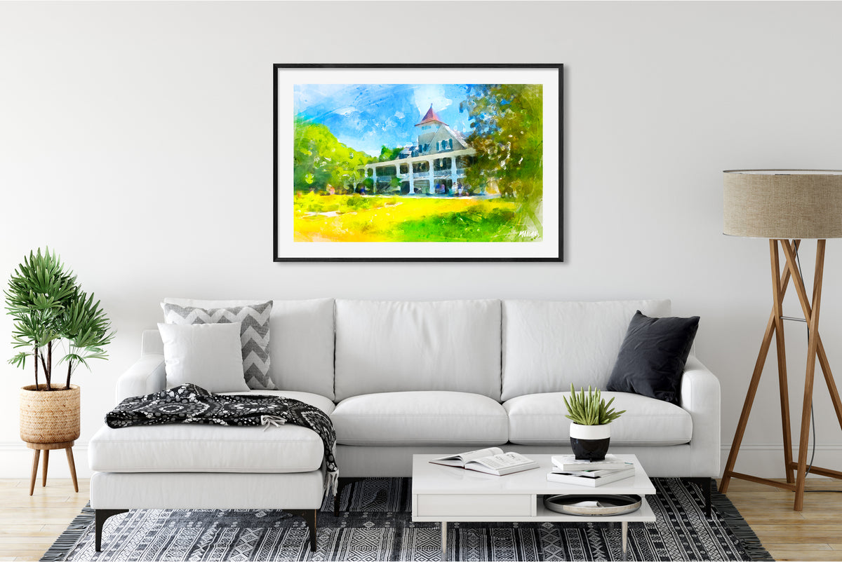 Magnolia Plantation Watercolor Art Print in Room