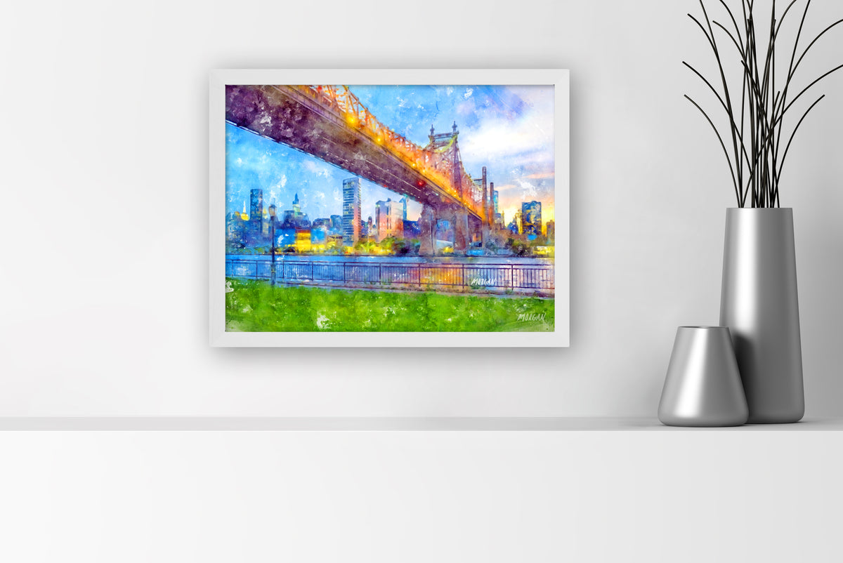 Brooklyn Bridge 16&quot;x12&quot; Canvas White Frame
